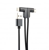USB - Hoco X12 One Pull Two L Shape Magnetic Adsorption Cable 21 Lightning / microUSB (1.2) Black Hoco 02664