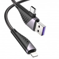 USB - Hoco U95 2-in-1 Freeway PD charging data cable USB/Type-C to Lightning 20W 3A 1.2   Hoco 02179