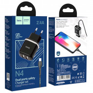  Hoco N4 Aspiring dual port charger   Lightning (2USB: 5V max 2.4A)  Hoco 03146