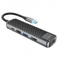  Hoco HB23 Easy view Type-C multifunction adapter HDMI+USB3.0+USB2.0  MacBook  Hoco 03577