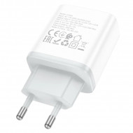   Hoco C105A Stage dual port PD 20W QC3.0 charger (USB: 5V max 3.0A/Type-C: 5V max 3.0A/ 20)  Hoco 03246