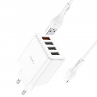   Hoco C102A Fuerza QC3.0 fast charger 28.5W c  Lightning (4USB: 5V max 2.1A)  Hoco 03250