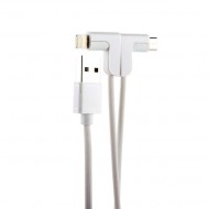 USB - Hoco X12 One Pull Two L Shape Magnetic Adsorption Cable 21 Lightning / microUSB (1.2) White Hoco 02665