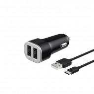 Разделитель автомобильный Deppa Car charger 2.4A D-11284, кабель USB Type-C 1.2m 12/24V (2USB: 5V/2.4A) Черный Deppa 07104