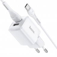   Hoco N8 Briar dual port charger   Type-C (2USB: 5V max 2.4A)  Hoco 03223