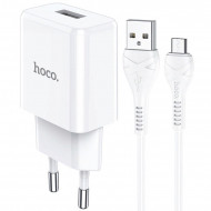 Адаптер питания Hoco N9 Especial single port charger с кабелем MicroUSB (USB: 5V max 2.1A) Белый Hoco 03230