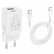   Hoco N13 Bright PD30W+QC3.0 charger   Type-C to Type-C (USB: 5V max 3.0A/ 30)  Hoco 03205