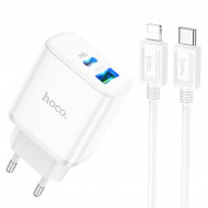   Hoco C105A Stage dual port PD 20W QC3.0 charger c  Type-C to Lightning (USB: 5V max 3.0A/Type-C: 5V max 3.0A/ 20)  Hoco 03247