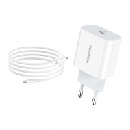   BOROFONE BA38A Speedly PD+QC 3.0 fast Charger Type-C to Lightning (USB-C: 5V max 3.0A/ 20)  BOROFONE 03186